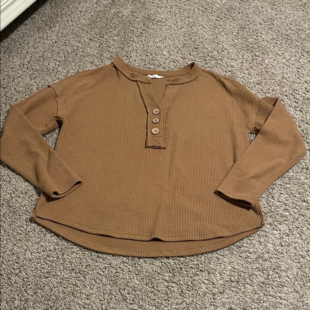 Blu Pepper Brown Long Sleeve Top